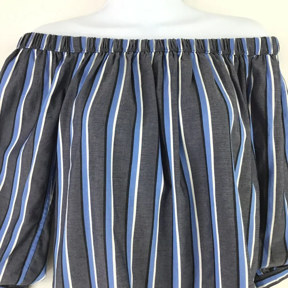 Express Reversible Top Women XS Red White Blue Stripe Off the Shoulder Patriotic - Picture 4 of 13